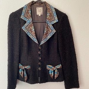 Nanette Lepore Vintage Silk Lined Wool-Blend Sparkle Blazer Top